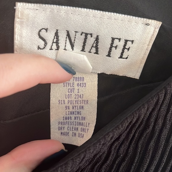 Vintage Santa Fe Black Crepe Dress‎ Pleated Sexy 80s 90s Party Cocktail Plisse - Picture 4 of 5